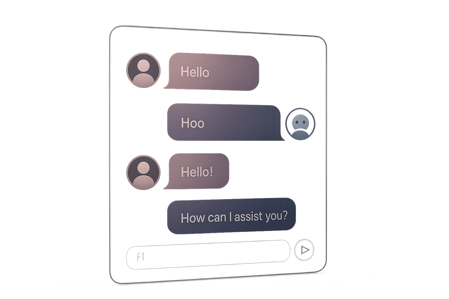 Modern AI chatbot UI simulating intimate conversation
