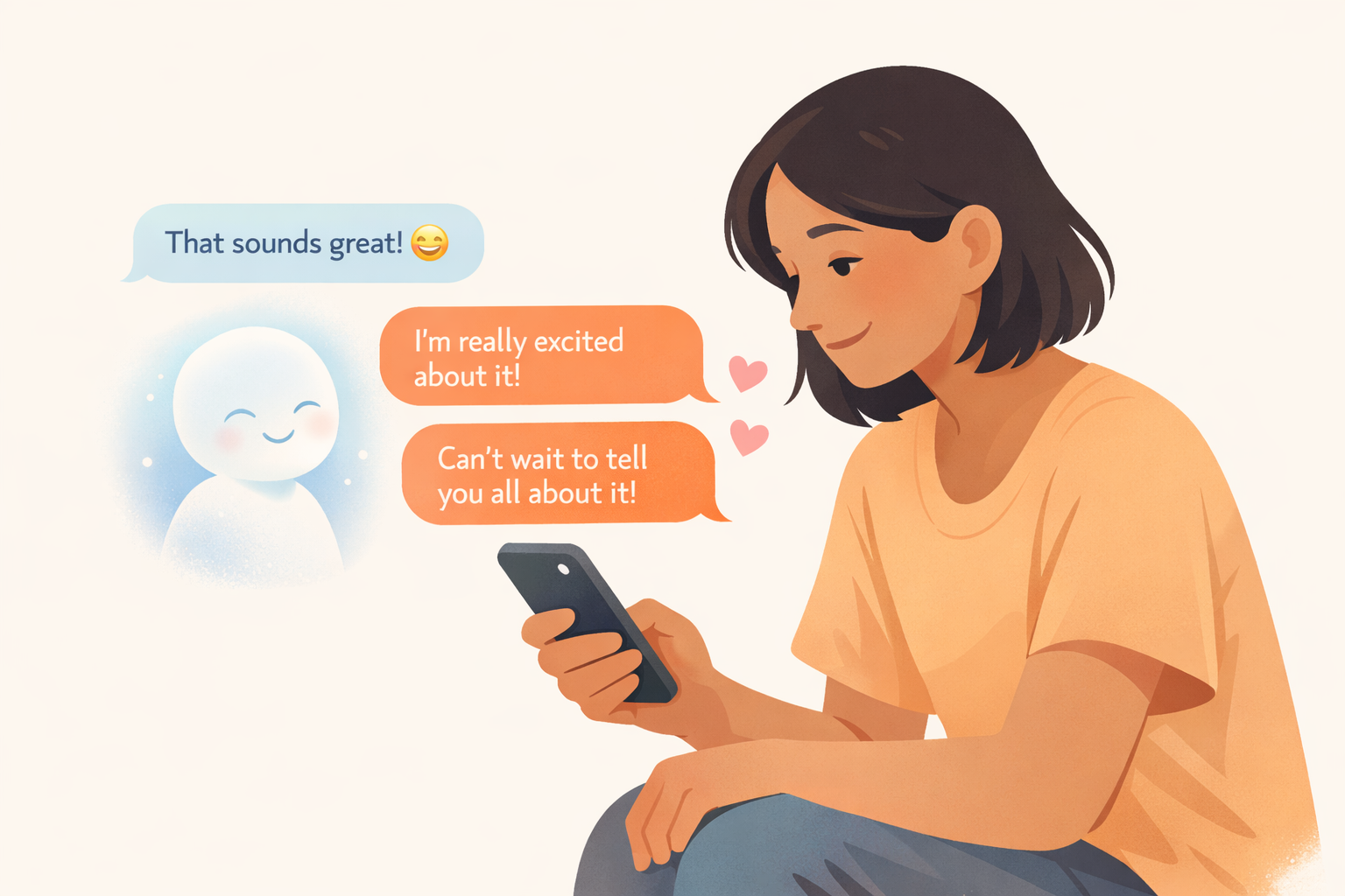 person chatting naturally with an AI girlfriend app on a smartphone